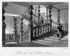 Escalier à Milton Court, près de Dorking, Surrey, 19ème siècle - Thomas Allom