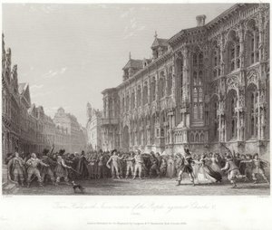 Hôtel de ville avec insurrection du peuple contre Charles V
