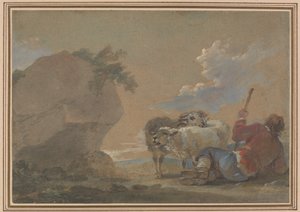 Paysage avec berger et moutons - Thomas Barker
