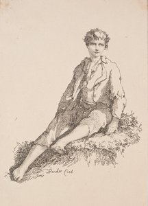 Garçon assis sur une berge herbeuse - Thomas Barker