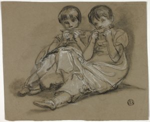 Deux filles jouant sur des peignes (recto); Esquisse d