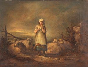 Fille du Gloucestershire gardant des moutons