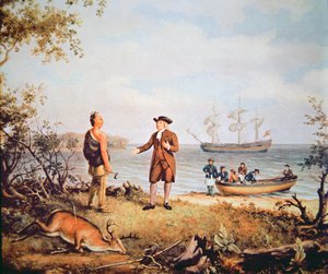 William Penn arrive en Amérique pour la première fois et rencontre un Amérindien en 1682