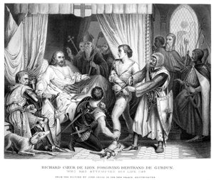 Le roi Richard Ier 1157-1199, pardonnant Bertrannd De Gurdun, fin du 19e siècle