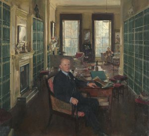 Sir Robert Witt dans sa bibliothèque à 32 Portman Square