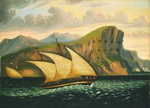 Felucca au large de Gibraltar, milieu du 19e siècle