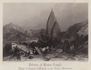 Extérieur du temple hindou (lithographie en couleur)