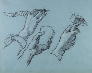 Trois études de mains, vers 1876