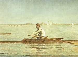 John Biglin dans un skiff simple - Thomas Cowperthwait Eakins