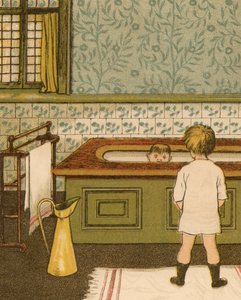 Vie domestique : Enfant prenant un bain dans la salle de bain - Thomas Crane