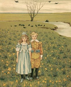 Vie domestique : Enfants dans un pré