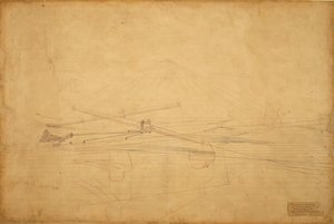 Dessin en perspective pour Les Frères Biglin tournant le piquet - Thomas Eakins