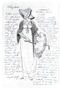Femme avec une ombrelle, robe de promenade, 1875-1876