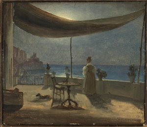 Une terrasse à Amalfi au clair de lune, vers 1834