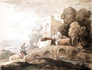 Un pont avec du bétail passant dessus