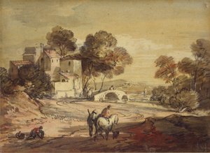 Paysage italianisant avec voyageurs sur une route sinueuse, 1775-1779 - Thomas Gainsborough
