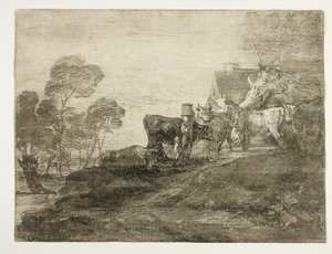 Paysage avec du bétail près d