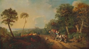 Paysage avec charrette de marché