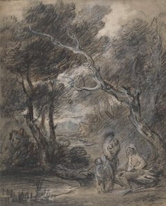 Paysage boisé avec figures