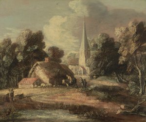 Paysage avec cottage et église