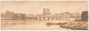 Une sélection de vingt des vues les plus pittoresques de Paris : Vue du Pont de la Tournelle et de Notre-Dame prise de l