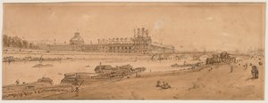Une sélection de vingt des vues les plus pittoresques de Paris : Vue des Tuileries et du pont prise du quai d