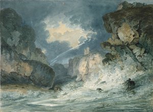 Château de Dunstanburgh, Northumberland, pendant un orage