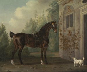 Cheval de Carrosse Bai Foncé de Lord Abergavenny avec un Terrier - Thomas Gooch