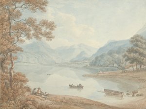 Vue sur Derwent Water, en direction de Borrowdale (Cumberland)