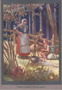 François est resté avec sa mère (lithographie couleur) - Thomas Heath Robinson