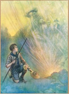 Héros du passé, illustration tirée du "Newnes Pictorial Book of Knowledge" (lithographie couleur)