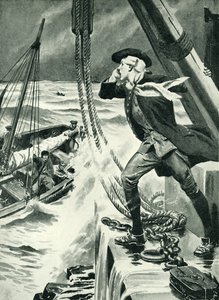John Smeaton au travail sur son phare (litho)