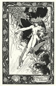 Persée et Gorgones (lithographie) - Thomas Heath Robinson