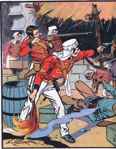 La destruction du magazine à Delhi (lithographie couleur) - Thomas Heath Robinson