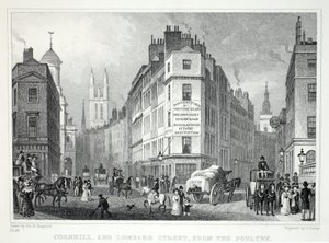 Cornill et Lombard Street, depuis le Poultry, de 
