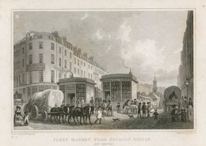 Marché de la flotte depuis le pont de Holborn (maintenant enlevé) - Thomas Hosmer Shepherd