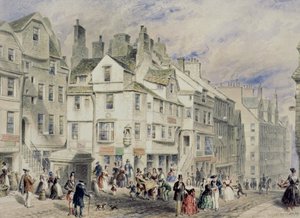High Street, Édimbourg, montrant la maison de John Knox, XIXe siècle - Thomas Hosmer Shepherd