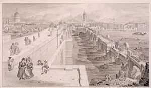 Pont de Londres ancien et nouveau, Londres, 1831 - Thomas Hosmer Shepherd