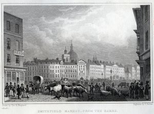 Marché de Smithfield depuis les Barrs, gravé par Thomas Barber, c.1830 - Thomas Hosmer Shepherd