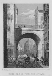 Pont Sud, depuis Cowgate - Thomas Hosmer Shepherd