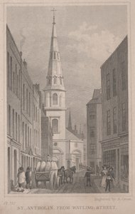 St. Antholin, de Watling Street, gravé par A. Cruse, vers 1830