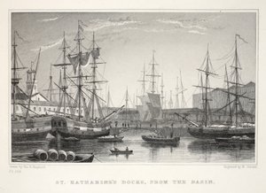 Docks de Sainte Catherine, du bassin, Tour, de Londres et ses environs au XIXe siècle pub. Jones und Co., 1827-1829 - Thomas Hosmer Shepherd