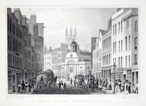 St Martin Outwich, Bishopsgate Street, de Londres et ses environs au XIXe siècle, pub. Jones et Co., 1827-1829