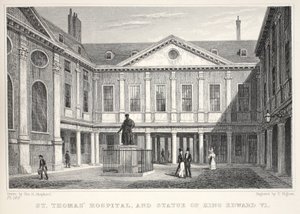 Hôpital Saint-Thomas et statue du roi Édouard VI, de 