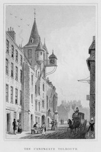 Le Canongate Tolbooth, Édimbourg, gravé par Thomas Barber, 1829