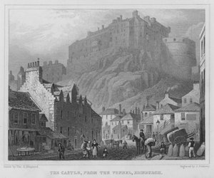 Le château, vue du Vennel, Édimbourg (gravure)