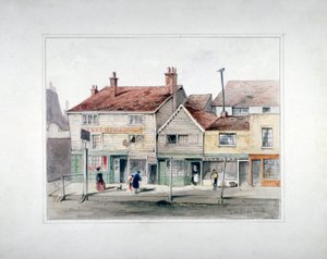 The Hare and Hounds Inn et devantures de magasins sur Upper Street, Islington, Londres, vers 1835 - Thomas Hosmer Shepherd