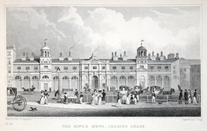 Les Écuries Royales, Charing Cross, de Londres et ses Environs au XIXe siècle publié par Jones und Co., 1827-1829