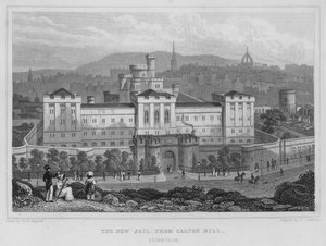 La nouvelle prison, vue de Calton Hill, Édimbourg (gravure)