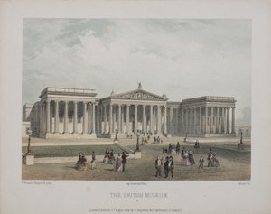 Vue du British Museum, avec des visiteurs marchant à l